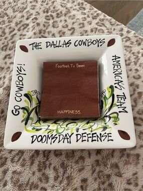 Dallas Cowboys Decorative Dish - White with Green & Brown Accents
